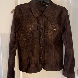Vintage Brown faux Leather Jacket for Women